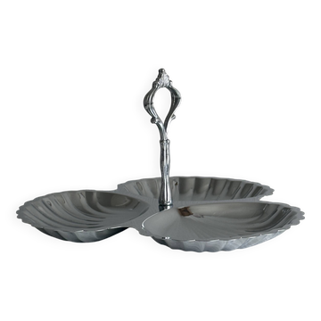 Silver-plated three-compartment serving tray