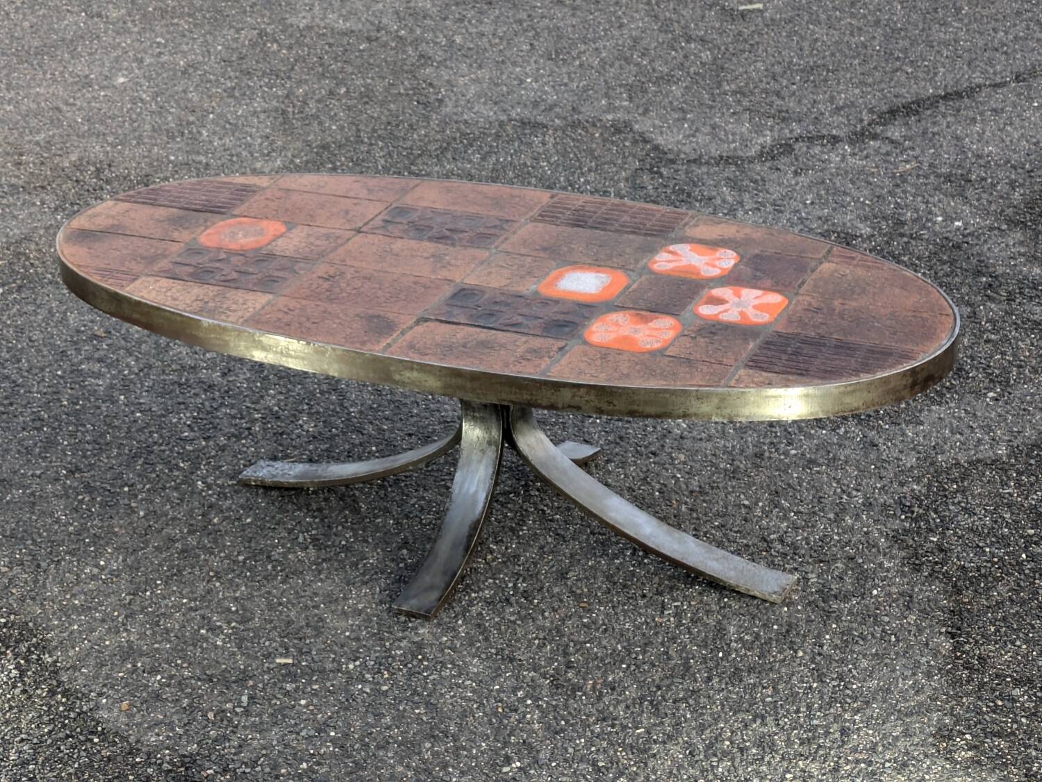 Jean Jaffeux Ceramic & Steel Coffee Table