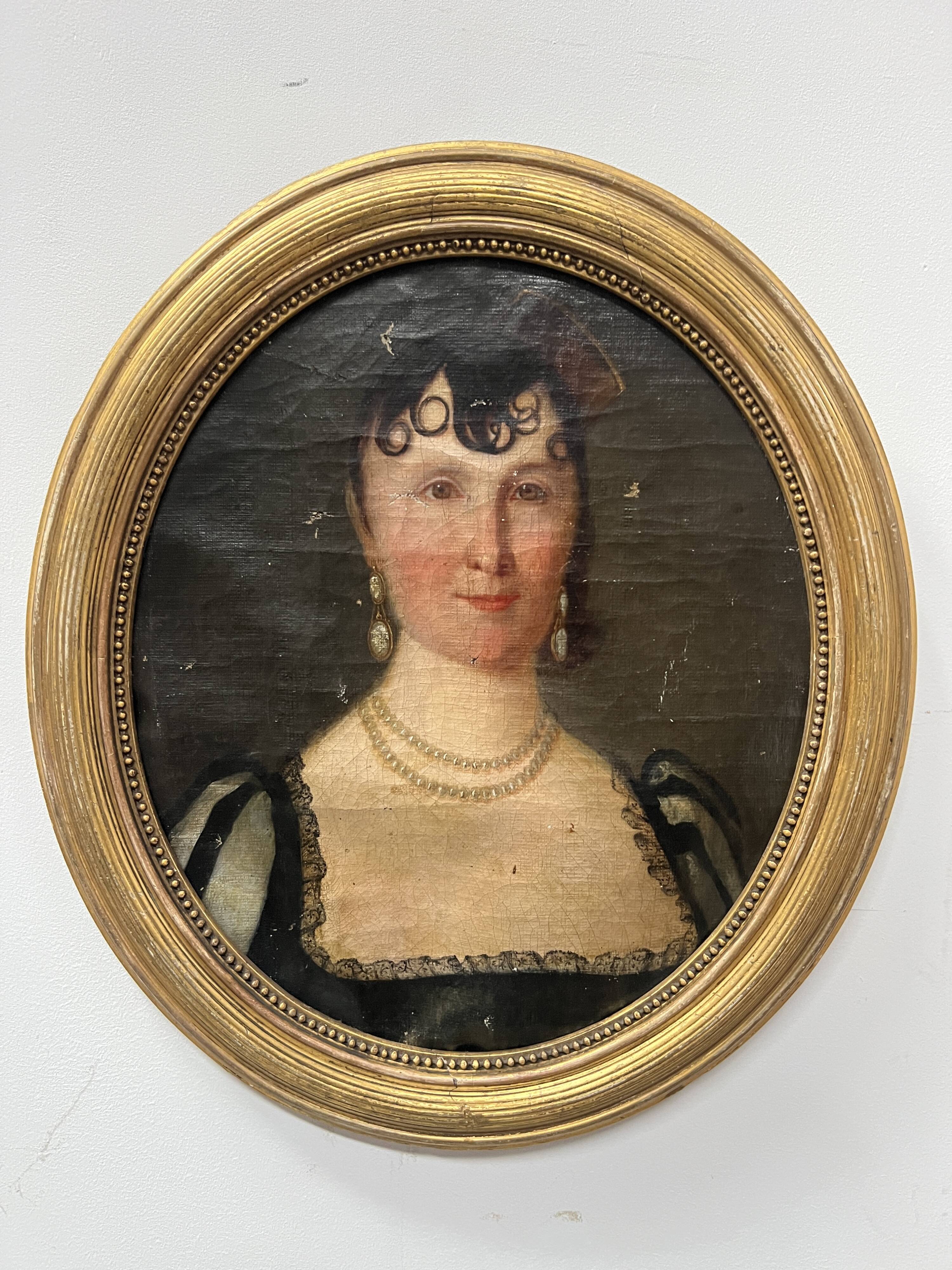 Oil on canvas "Bust of a Woman" 19th century
