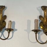 Pair of bronze wall sconces with dolphins by Maison Jansen