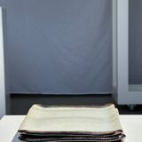 Trio of small rectangular serving dishes white and black Indonesian ceramic 21x16
