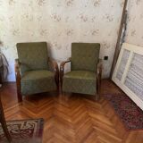 Chaises longues Art Déco avec accoudoirs en bois courbés, années 1930, lot de 2