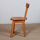 Ensemble de 4 chaises en pin par René Faublée, 1950