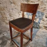 Antique French beech chair – Early 1900s – Solid curved backrest
