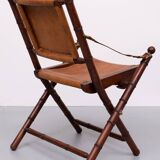 Campaign Cognac Leather Officers folding chair 1950s