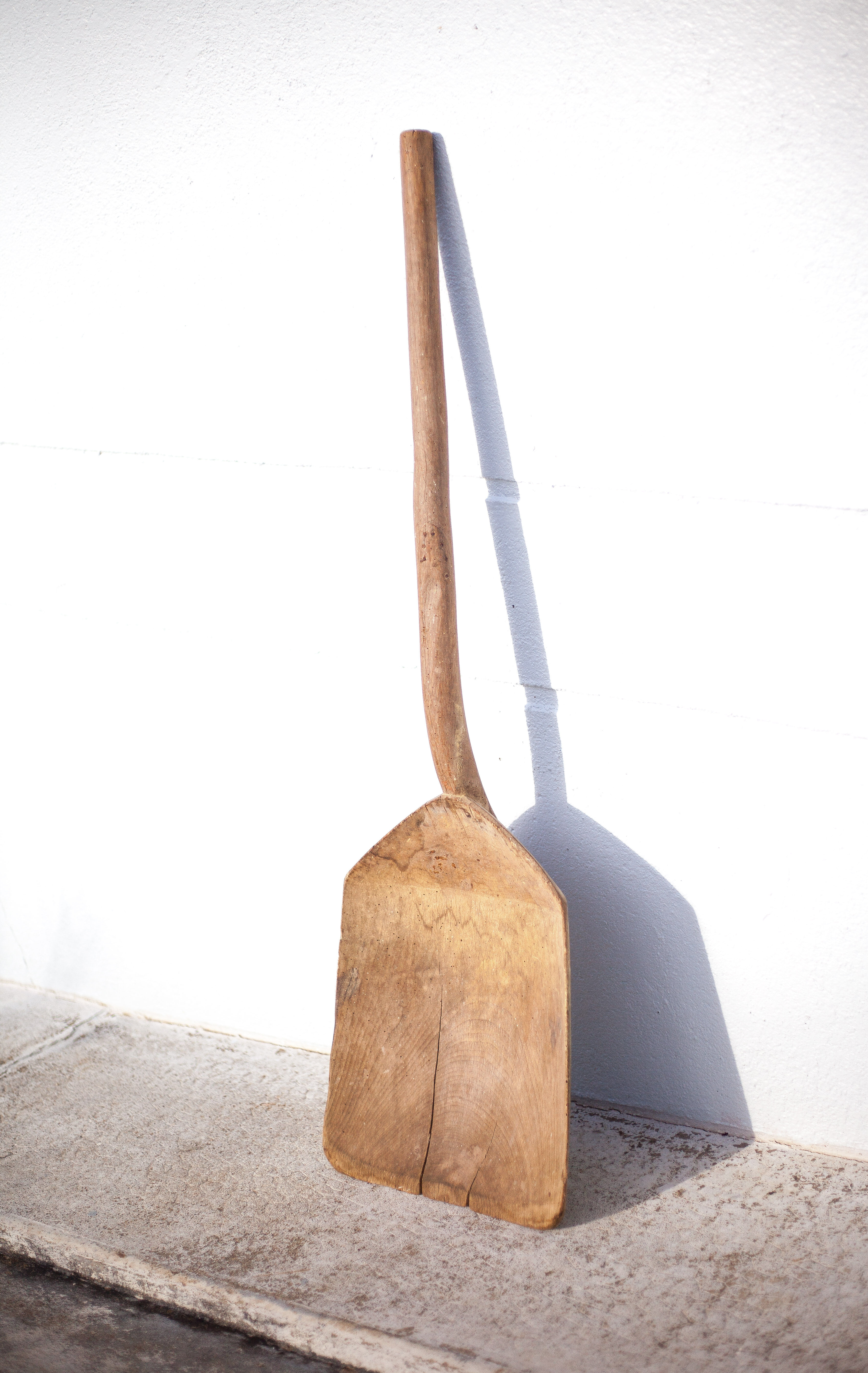 Old wood grain shovel, large wooden shovel, rustic, countryside, decoration