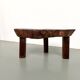Brutalist tripod coffee table in solid teak – 1970s