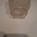Vase in molded pressed glass frosted white stylized in art deco shapes