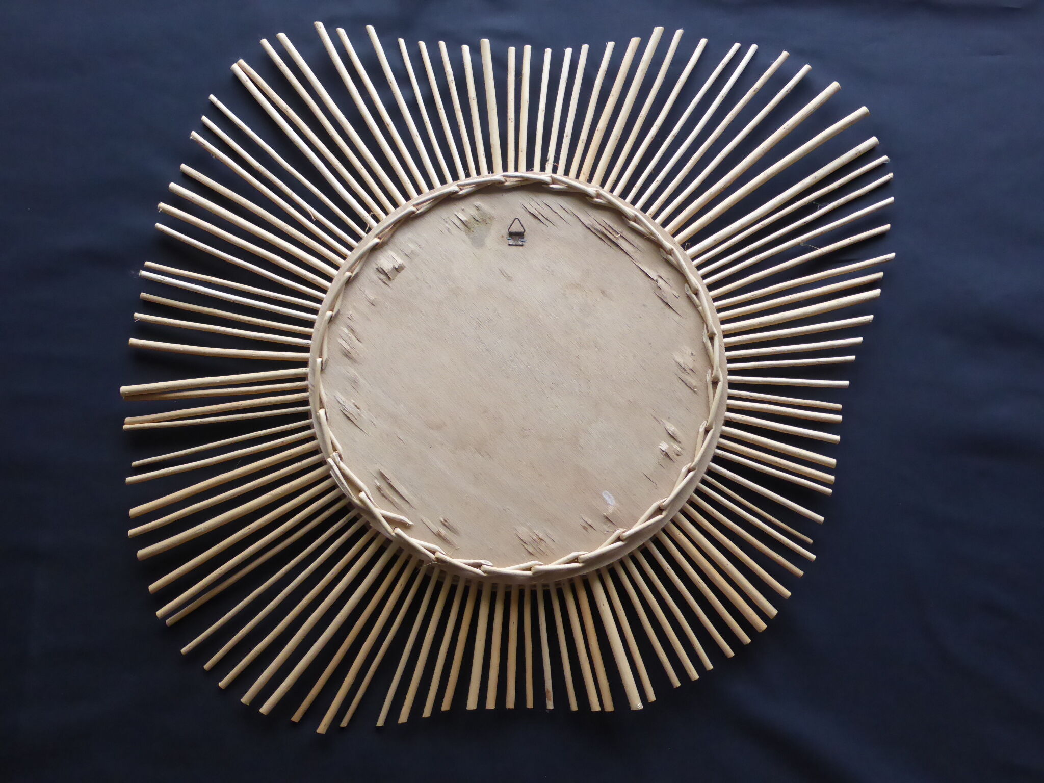 Vintage sun mirror in rattan 60/70s, 59cm