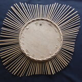 Vintage sun mirror in rattan 60/70s, 59cm