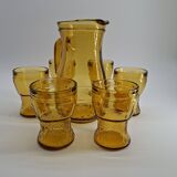 Service à orangeade  en verre ambré