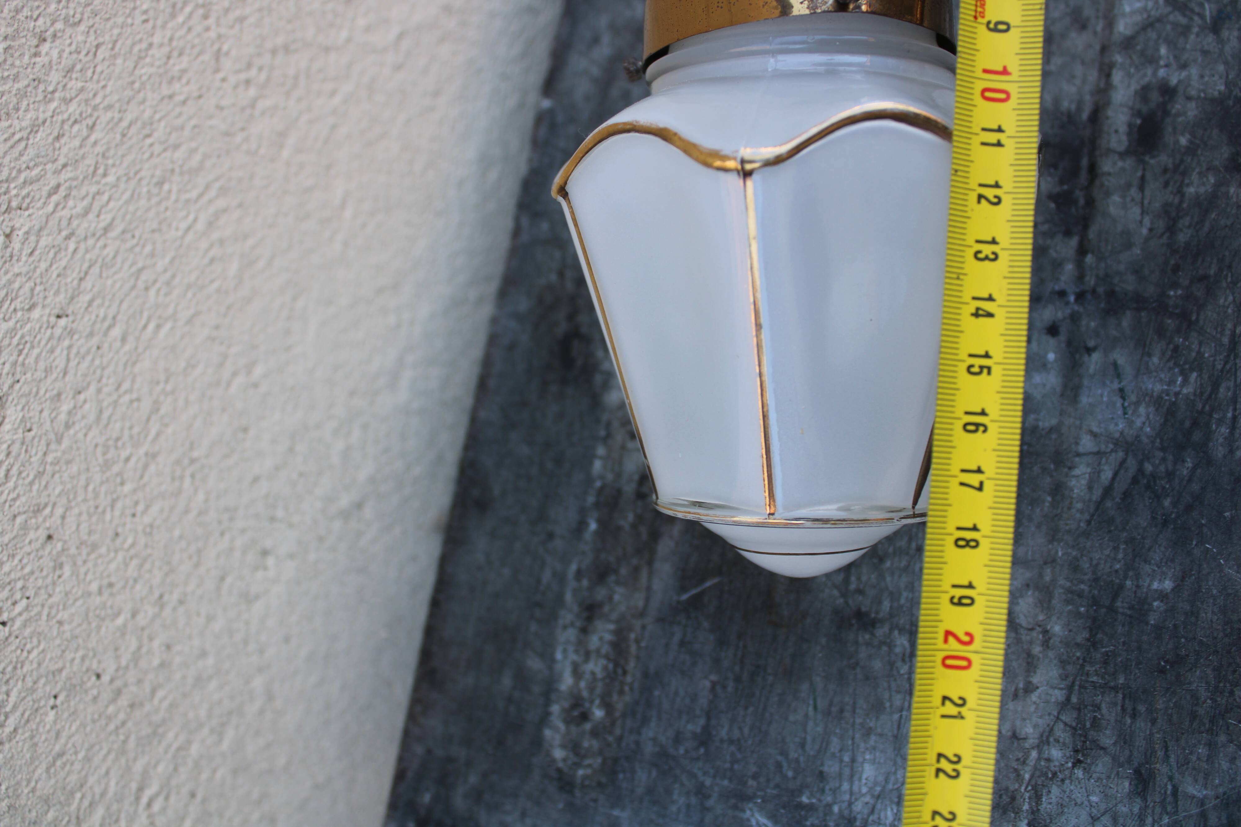 Wall light opaline and brass lantern