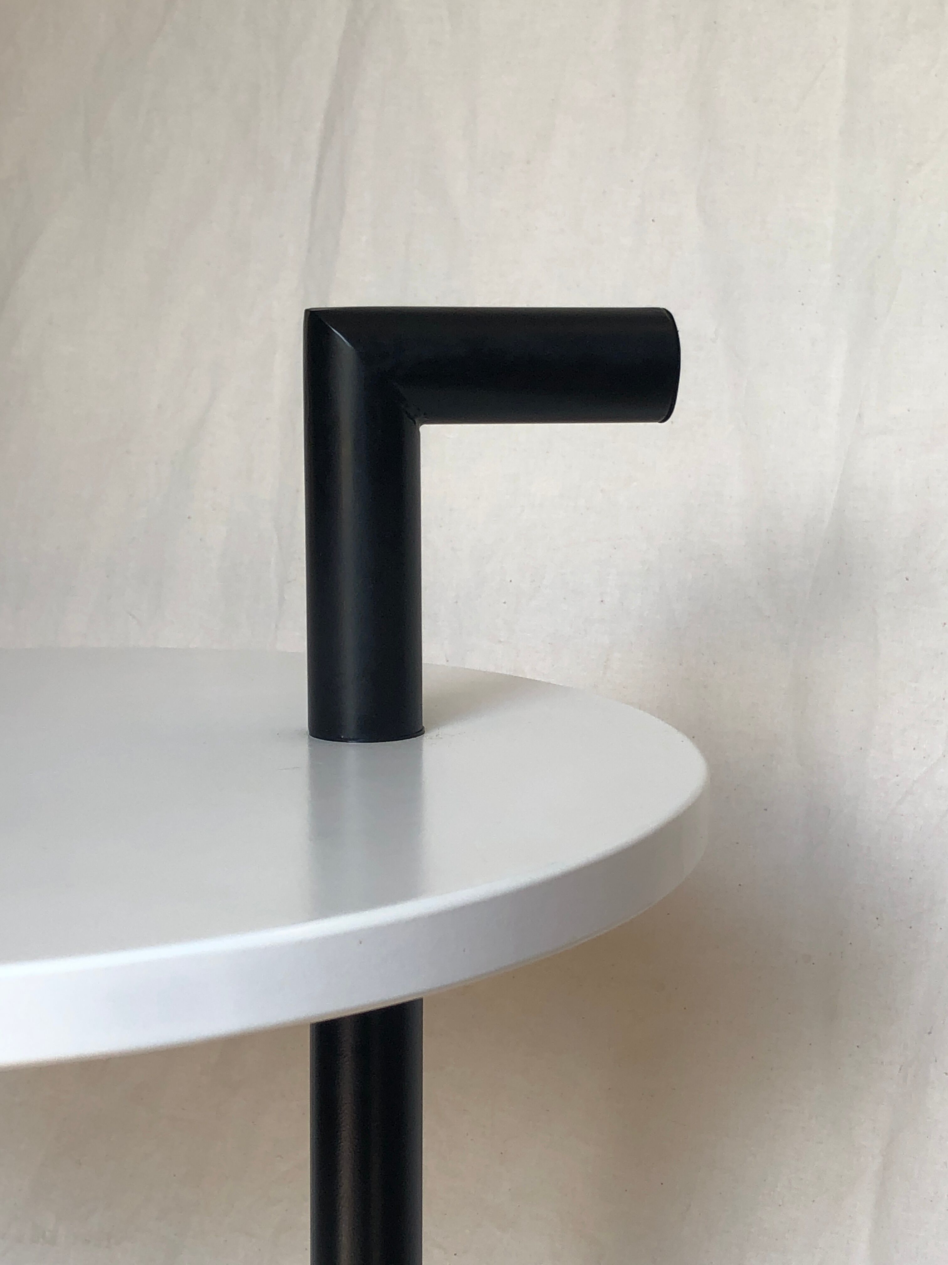 80s side table, black & white geometric shapes