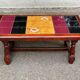 Solid wood and multicoloured ceramic coffee table from the 1970s.
