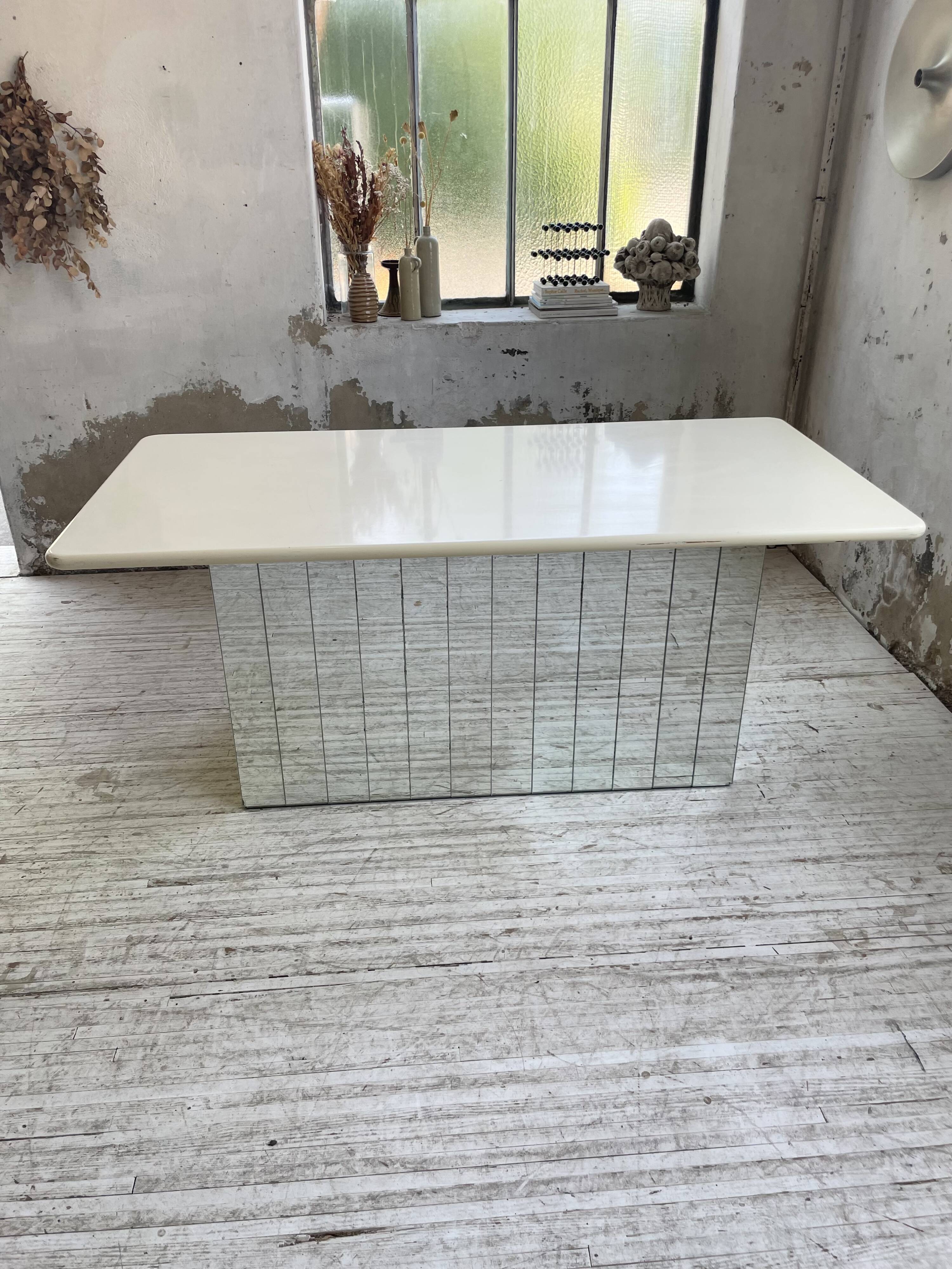 80s lacquered desk and mirror