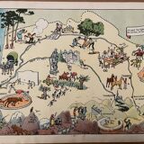 Old illustrated map of Gascony Béarn Pays-Basque - JP Pinchon