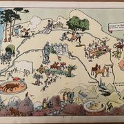 Old illustrated map of Gascony Béarn Pays-Basque - JP Pinchon