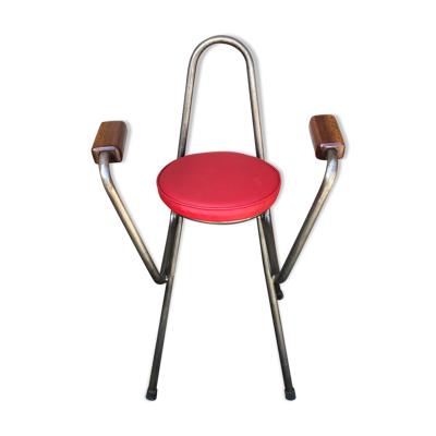 Chaise de bar en métal et skaï industriel années 70