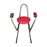 Chaise de bar en métal et skaï industriel années 70