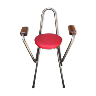 Chaise de bar en métal et skaï industriel années 70