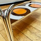 Vintage coffee table in smoked glass and ceramic