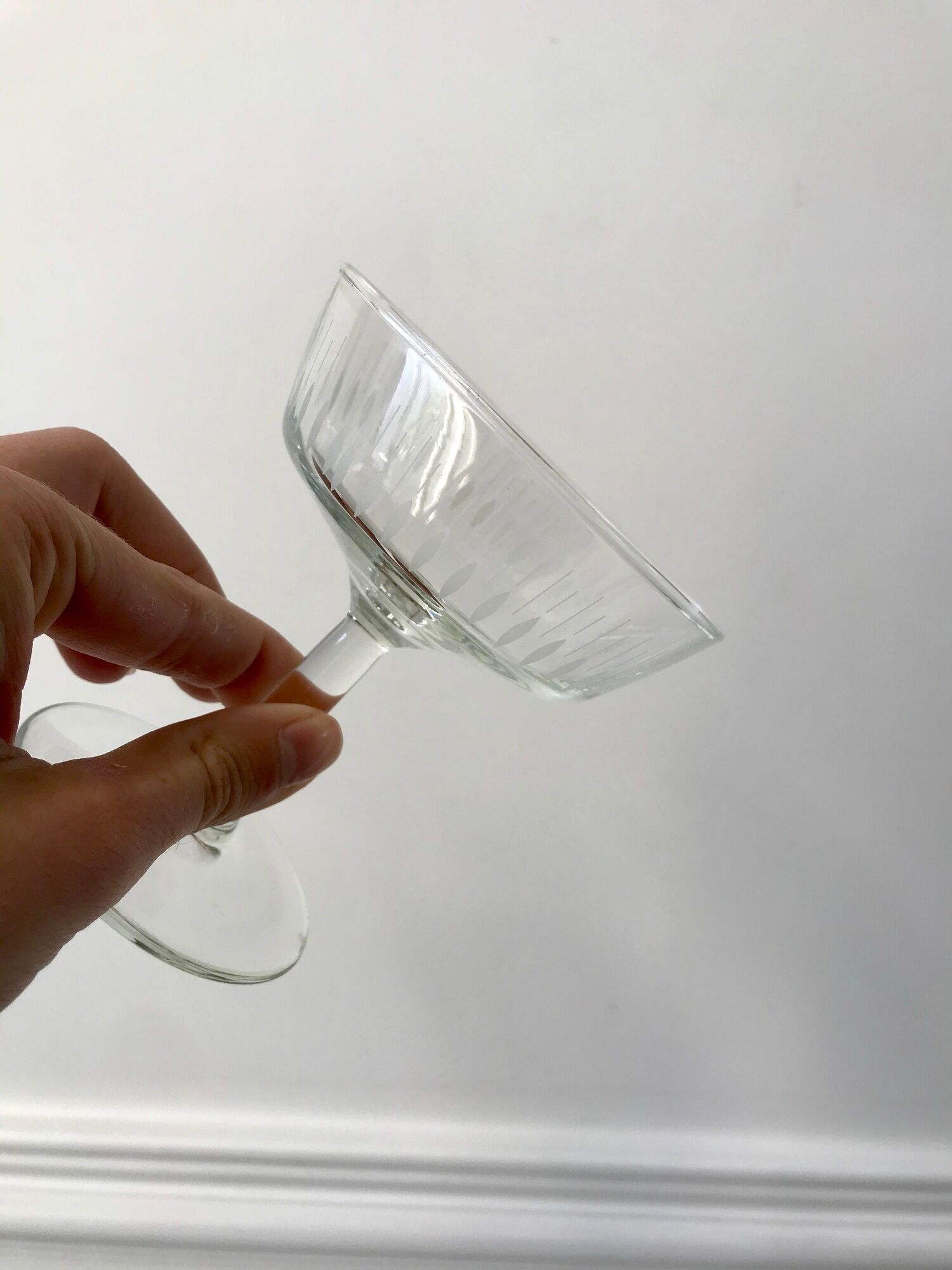 Lot de 10 coupes à champagne en verre cristallin années 50-60