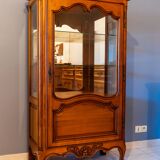 Silver display case in cherry wood