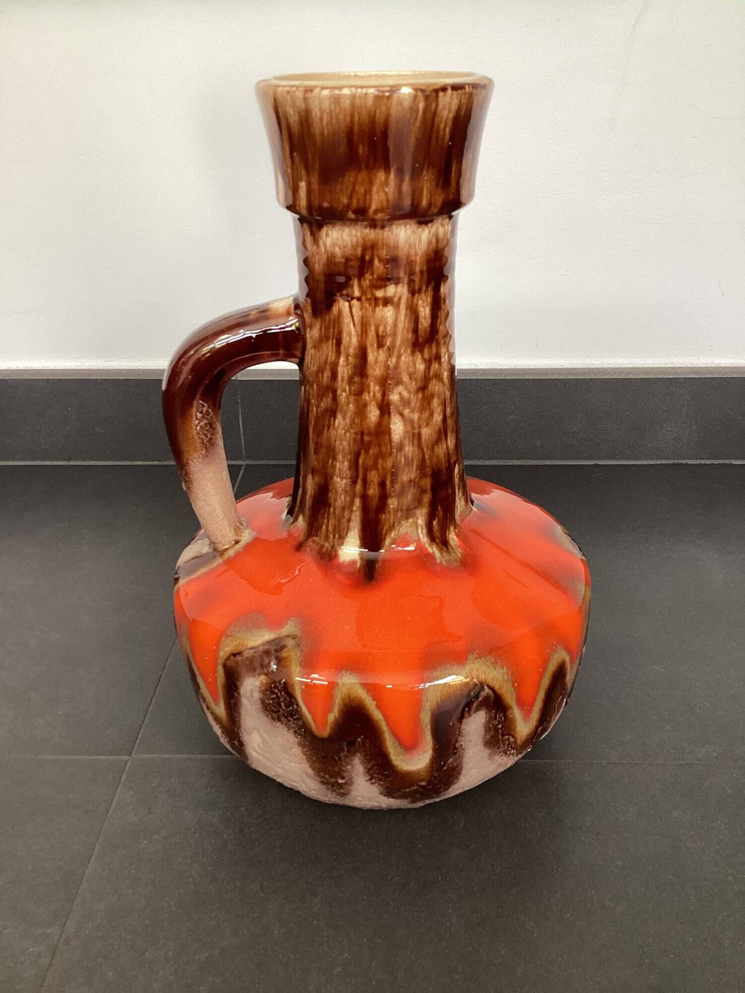 Baudin flamed ceramic pitcher-vase, 1970s