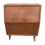 Vintage secretary desk, known as donkey's back, in cherry wood, Italian by Marelli & Fratelli.