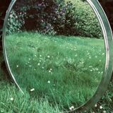 Hammered metal round mirror
