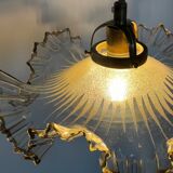 Glass and gilded pendant light with pleated edges
