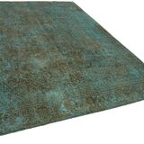 1970s 232 cm x 319 cm turquoise wool carpet