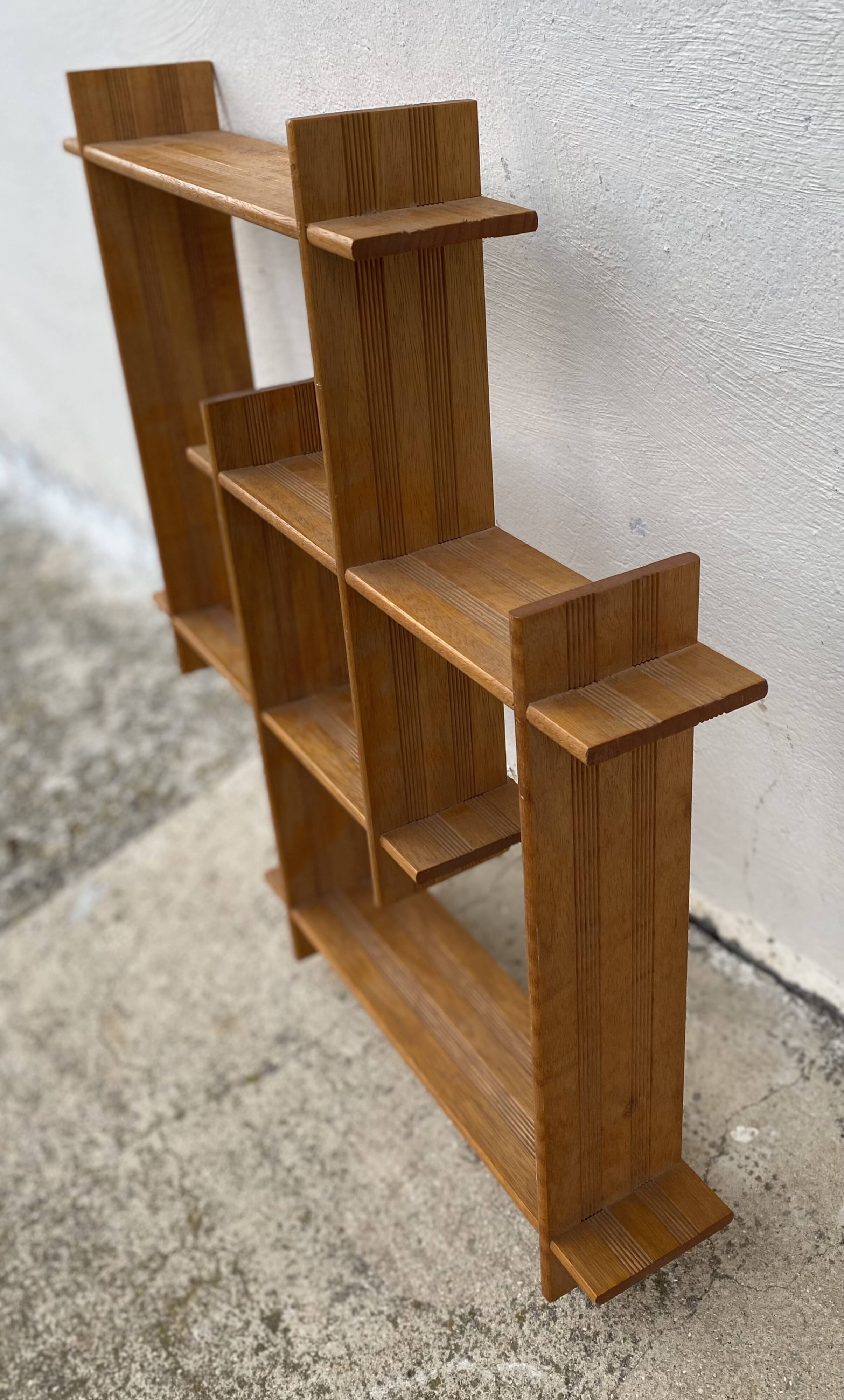 Small vintage modernist asymmetrical wall shelf 1980