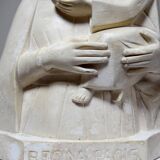 Bust of the Virgin and Child, waxed plaster, old art deco style, PP Deposited