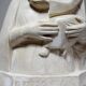 Bust of the Virgin and Child, waxed plaster, old art deco style, PP Deposited