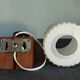 Wall lamp in opaline and vintage teak