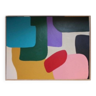 Abstrait coloré moderne sur toile tendue 100x81cm