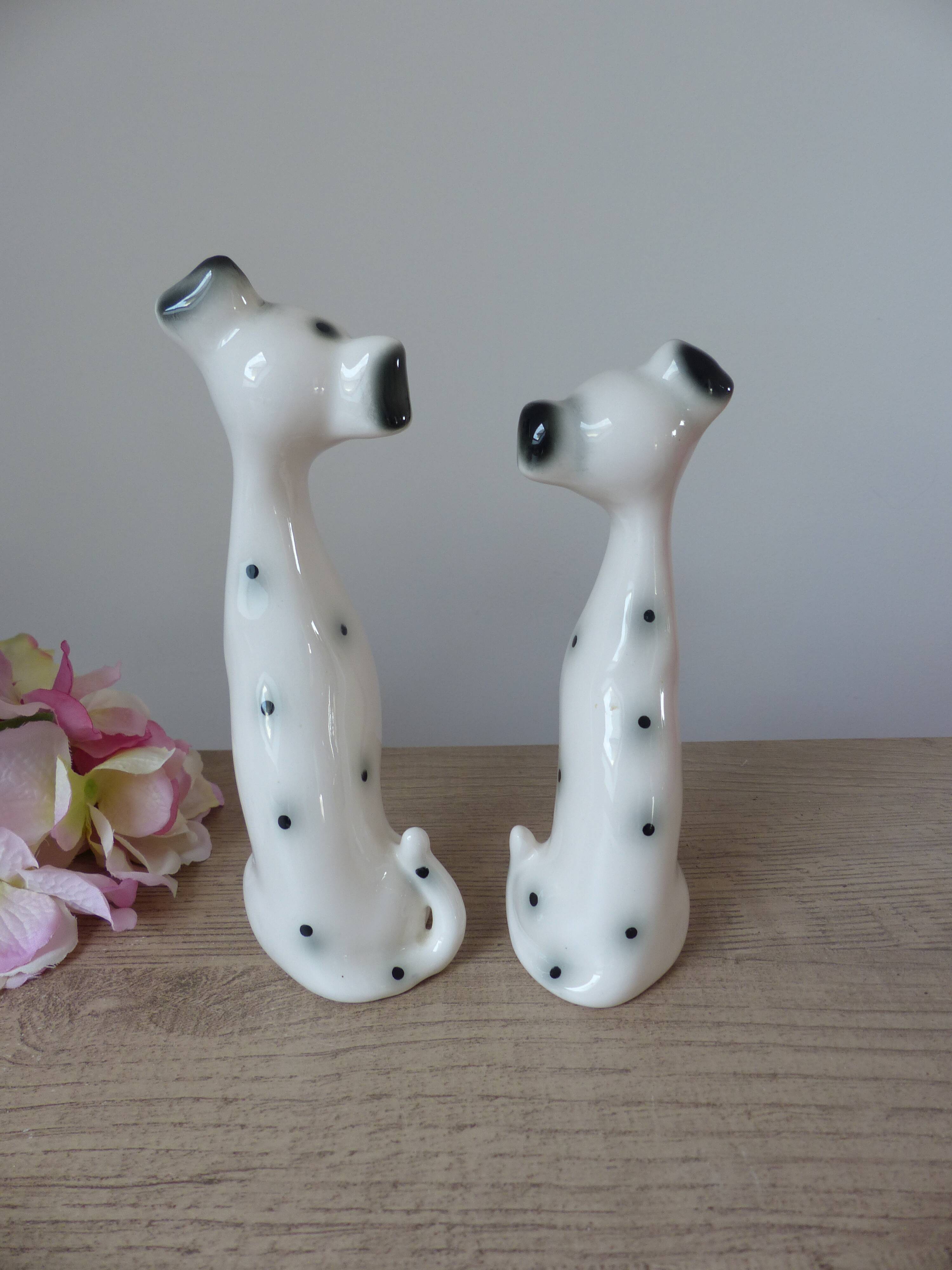 Romantic Dalmatian Dog Couple Ceramic Figurines 1970s