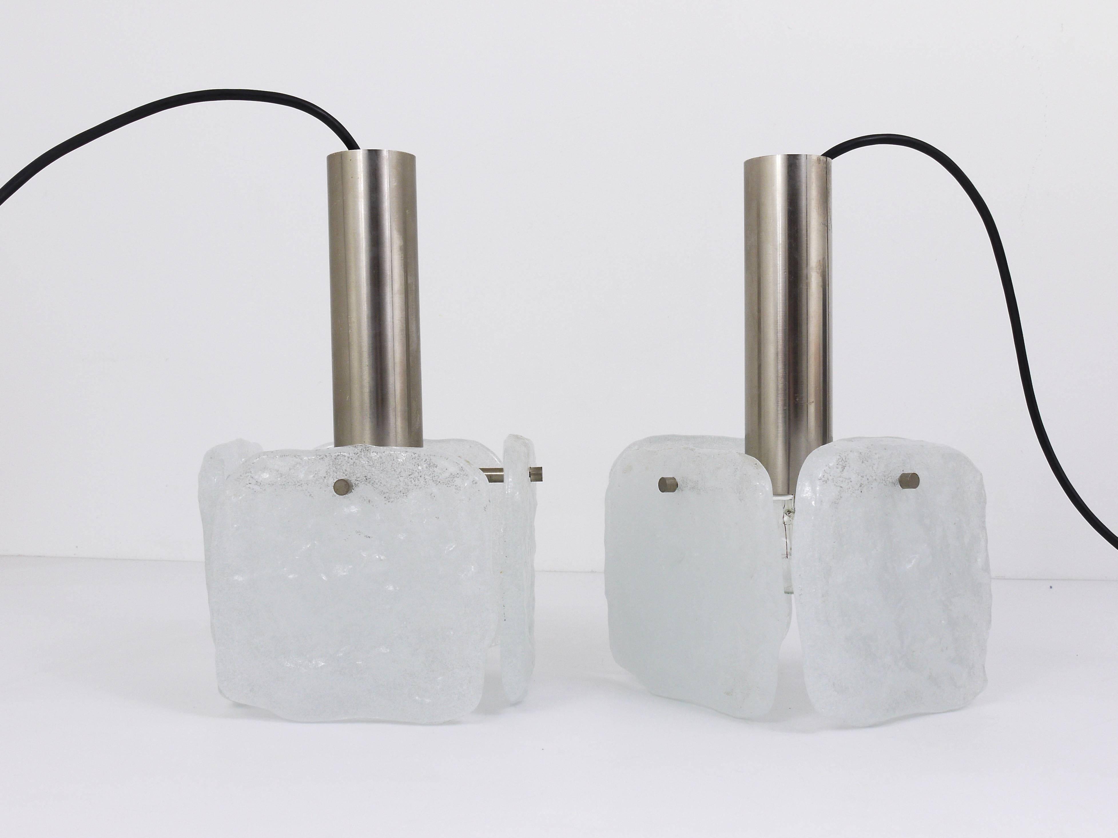 J.T. Kalmar 2x Suspension with frosted glass panels, Austria, 1960s