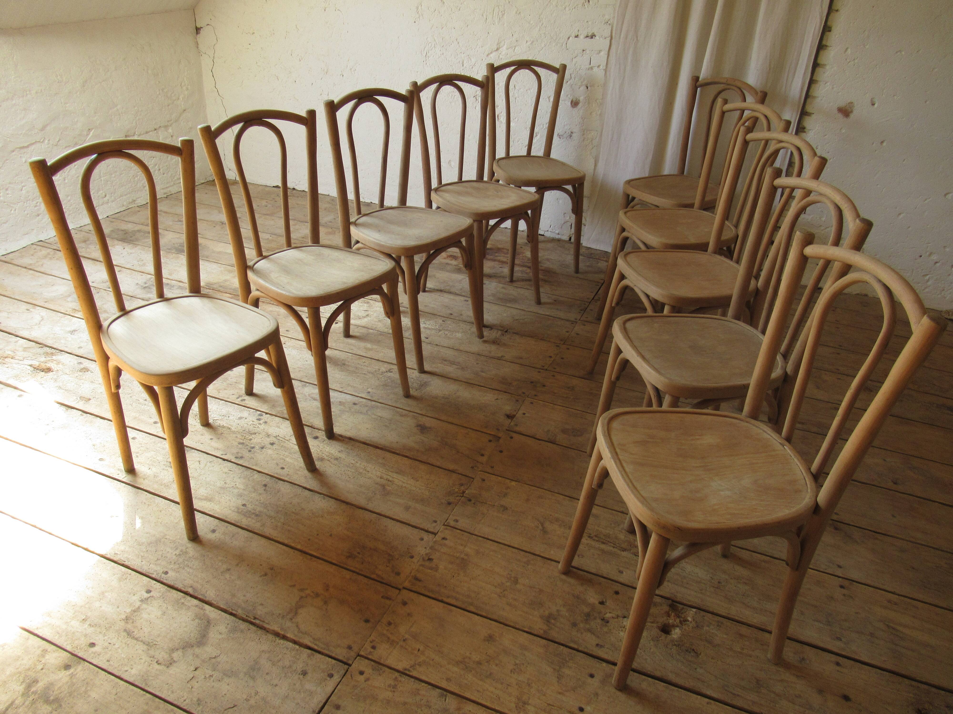 Raw wood bistro chairs.