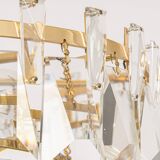 Large chandelier in gilded brass and crystal, by Palwa, Germany, 1970s.