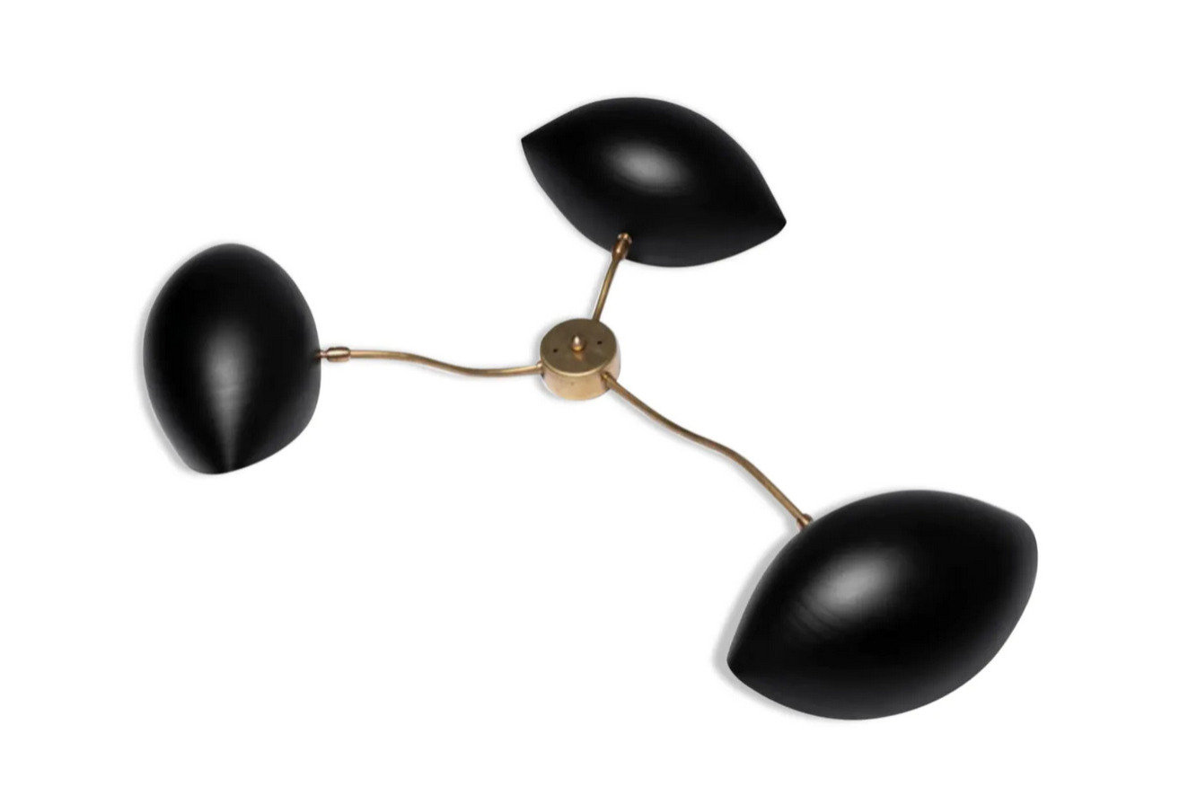Wall lamp 3 arms Black Shell