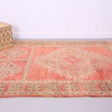 Pink Vintage Moroccan Rug 186 cm x 279 cm - Handmade Wool Rug - Berber Rug