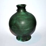 Vintage ceramic vase signed vague - Green glazed terracotta