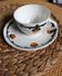 A large cup of chocolate tea, saucer Badonviller Barcarolle orange black.