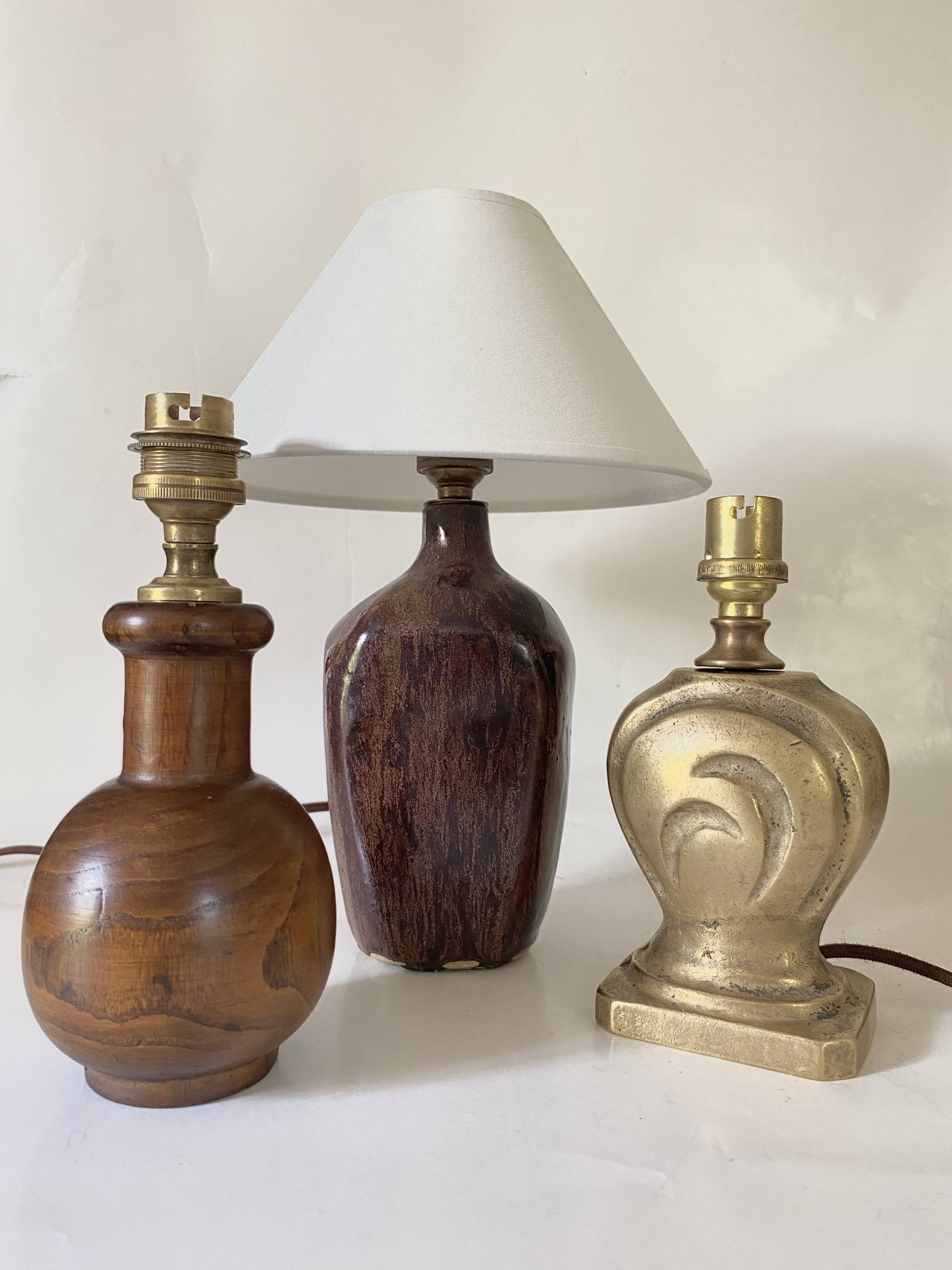 Ceramic lamp, fabric cable, cotton lampshade