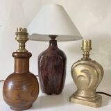 Lampe céramique, câble tissu, abat-jour coton