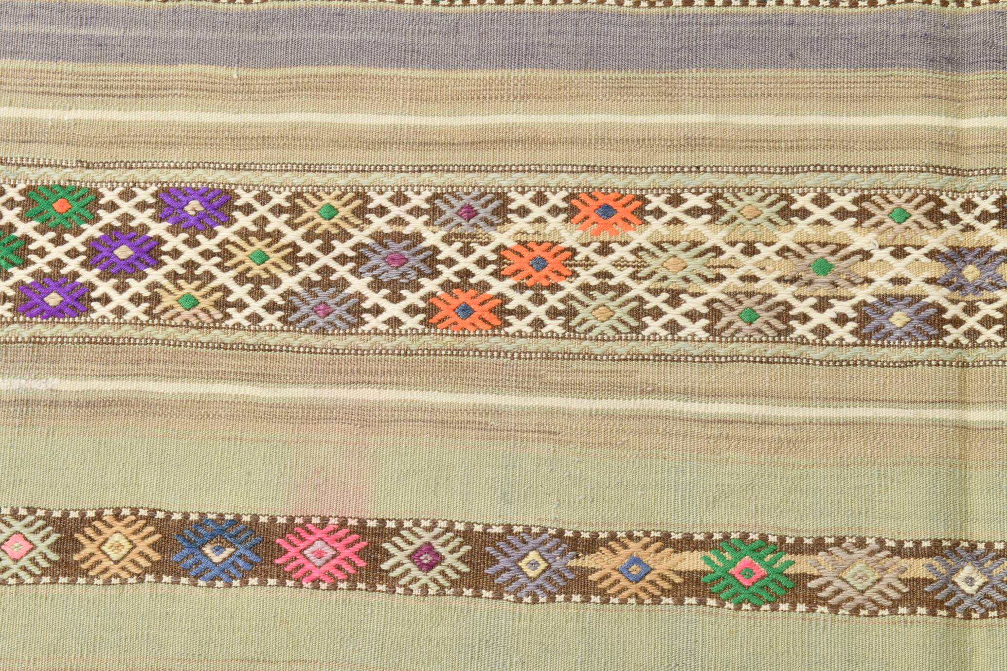 4x8 Soft Pastel Green Vintage Kilim Rug, 139x241Cm SK 33042