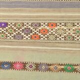 4x8 Soft Pastel Green Vintage Kilim Rug, 139x241Cm SK 33042