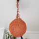 Orange ball hanging lamp with rope and rattan rope 1970